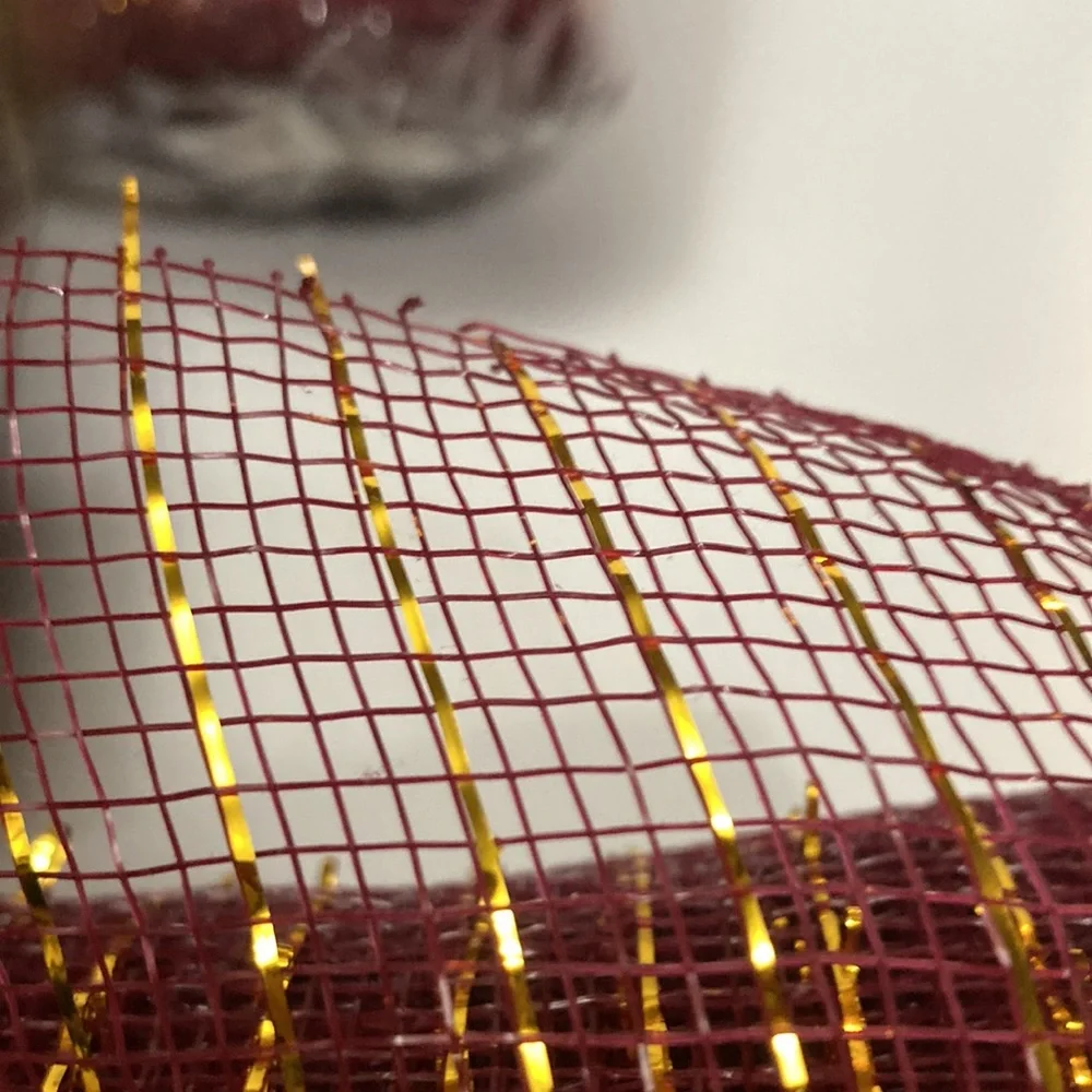 4 Burgundy Red Gold Christmas Fall Crafts Deco Mesh Wreath Gift Wrap 10